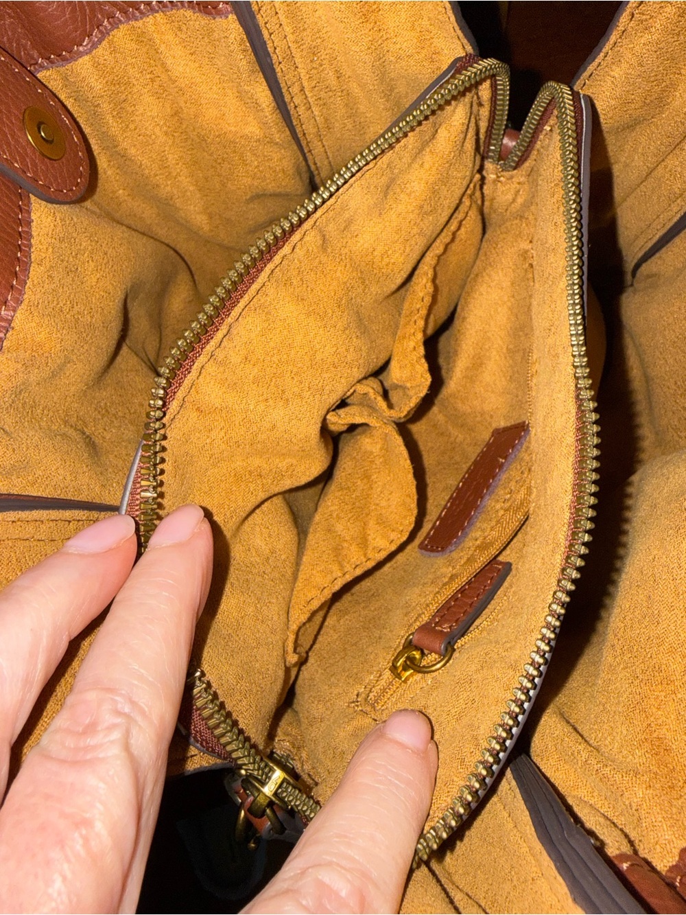 Structured Pebbled Leather Crossbody/Tote Bag in Chestnut Brown - Picture 8 of 14